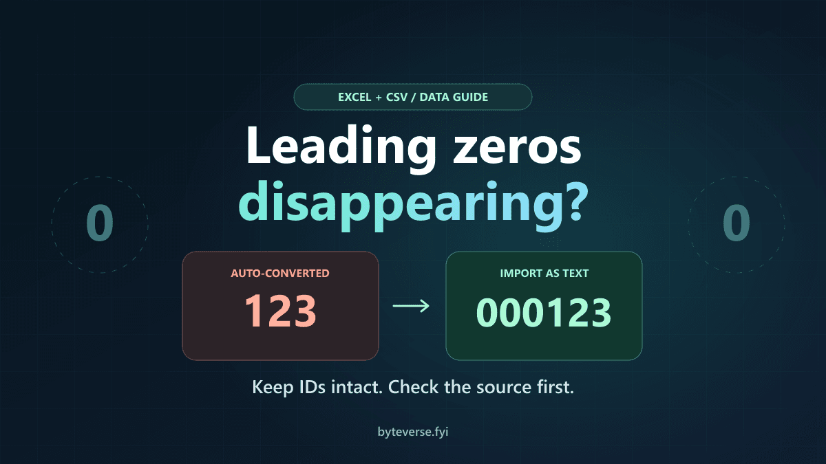 Excel Removing Leading Zeros in CSV? Keep IDs Intact cover image